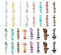 GOMAKERER 32pcs Breloque Connecteur en Pierre Précieuse, 16 styles Pendentifs en Pierre Naturelle à Double Trou Pendentifs en Cristal pour la Fabrication de Bijoux, Couleur Inoxydable