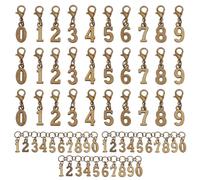 GOMAKERER 33pcs breloque Marqueur de Point Numéroté Compteur de Rangs de Tricot en Bronze Antique Numéro 0 9 chaîne en Alliage avec Fermoir Mousqueton Marqueurs de Mailles pour Fabrication de Bijoux