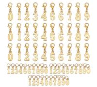 GOMAKERER 33pcs breloque Marqueur de Point Numéroté Compteur de Rangs de Tricot Golden Number 0-9 Alliage avec Fermoir Mousqueton Marqueurs de Mailles pour Tricot Crochet Fabrication de Bijoux