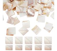 GOMAKERER 360pcs Carreaux de Mosaïque en Coquillage Naturel Cabochons Carrés en Coquillage Blanc Floral 19.5~20x19.5x2mm Pièces de Mosaïque en Nacre pour L'Artisanat Bricolage Décorations