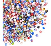 GOMAKERER 380 pièces Millefiori Perles Rondes 4mm, Verre au Chalumeau, Multicolores, Pour Bijoux et Bricolage