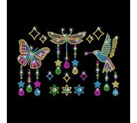 GOMAKERER 3pcs Transfert de Strass Thermocollant Papillon Colibri Attrape Soleil Carillon à Vent Hot Fix Iron On Patch Cristal Vêtements Réparation Décor pour T Shirt Chapeau Veste