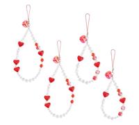 GOMAKERER 4 cordon de Téléphone Portable en Perles de Cristal de Cœur Rouge 2 style Bracelet en Verre pour Téléphone Portable Breloque en Cristal Scintillant pour Appareil Photo Sac à porte Clés