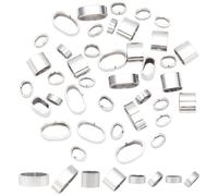 GOMAKERER 40 pièces Perles Coulissantes Ovales, breloques Coulissantes Ovales en 304 Acier Inoxydable Perles D'Espacement avec Grand Trou pour Cordon en Cuir Bracelets Colliers Fabrication de Bijoux