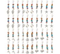 GOMAKERER 40pcs 10 styles Breloques à Fermeture Éclair D'Animal Marin, Pendentif en Pierre Colorée Style Tibétain Étoile de Tortue Breloques avec Fermoirs à Pince de Homard pour Fabrication de Bijoux