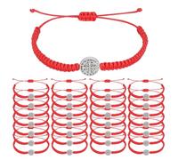 GOMAKERER 40pcs Bracelet Médaille Saints Benoît Bracelet en Corde Tressée en Croix My Saint My Hero Bracelets de Bénédiction Bénédictine Bracelets Tissés Réglables pour Pâques Baptême Bijoux de Foi