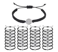 GOMAKERER 40pcs Bracelet Médaille Saints Benoît Bracelet en Corde Tressée en Croix My Saint My Hero Bracelets de Bénédiction Bénédictine Bracelets Tissés Réglables pour Pâques Baptême Bijoux de Foi