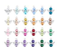 GOMAKERER 48pcs Pendentif D'Aile D'Ange Pendentif Aile Perles Aile de Fée Alliage Perles de Verre Breloques pour Collier Bracelet Boucle D'Oreille Porte Clés Bricolage Artisanat Fabrication de Bijoux