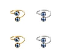 GOMAKERER 4pcs Bague Anti Mauvais Œil 2 couleurs Bagues Délicates 18.5mm Anneaux Ouverts Réglables Bagues Porte Bonheur en Acier Inoxydable Bijoux Mignons Cadeaux pour Femmes Fabrication de Bijoux