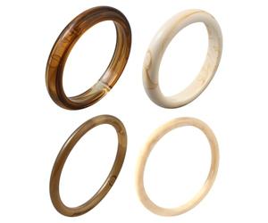 GOMAKERER 4pcs Bracelet Jonc Coloré en Résine Acrylique pour Femme 4 styles Bracelets en Résine Translucide Bracelets Géométrique en Acétate Moucheté Bracelet Tortue pour Femme