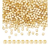 GOMAKERER 500pcs Perles D'Espacement Cubiques Plaquées Or 14 carats Perles D'Espacement Carrées en Laiton 2mm Alliage pour la Fabrication de Bijoux de Bracelets de Colliers et de Bricolage 1.2 trou Mm