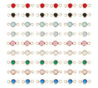 GOMAKERER 54pcs 9 couleurs Connecteur Breloques en Laiton Strass, Pendentifs de Connecteur en Cristal Breloques à Maillons Plats et Ronds en Pierre pour Fabrication de Colliers et Bracelets, Bijoux