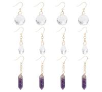 GOMAKERER 6 paire 3 styles Breloques en Cristal Améthyste Attrape Soleil en Cristal pour Fenêtre Crochets pour Plantes Cristal Crochets Plaqués Or 18 carat Véritable pour Porte Clés Décoration D'Arbre