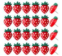 GOMAKERER 60pcs punaises Fraises, Épingles de Carte en Résine, Punaise de Fraise Mignonne, Punaise de Thème de Fruits pour Tableau D'Affichage, Carte, Calendrier, Photos, Fournitures de Bureau