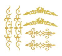GOMAKERER 6pcs D'Appliques de Fleurs Dorées, 3 styles Tissu à Broder Nuage de Bon Augure Patchs à Repasser à Coudre Patchs en Dent Dorée Ethnique pour Vêtements de Bricolage, Robe de Mariage