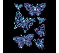 GOMAKERER 7pcs Patch Thermocollant à Motif Papillon Bleu avec Strass Autocollant de Transfert de Chaleur pour Réparation Vêtements Cristal Scintillant Patch pour T Shirt Vêtements Sacs