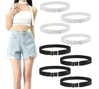 GOMAKERER 8 pièces 2 couleurs Bandes Réglables, Ceintures de Maintien pour Chemise en Polyester Extensibles Outil pour Rentrer T-Shirt Dessus de Chemise Vêtements de Bricolage, Blanc, Noir