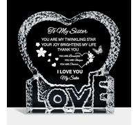 GOMAKERER Cadeaux en cristal pour ma soeur souvenir de coeur en cristal avec base pour soeur Noël jour de Thanksgiving, anniversaire, fête des mères, cadeaux uniques, je t'aime, cadeaux pour elle