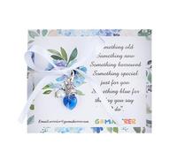 GOMAKERER Charm Bouquet Quelque Chose de Bleu Pendentif de Cœur en Verre pour Bouquet de Mariée avec Nœud Papillon Décorations de Fête de Mariage Cadeaux pour la Fête de la Mariée le Jour du Mariage