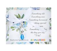GOMAKERER Charm Bouquet Quelque Chose de Bleu Pendentif en Perles de Verre pour Bouquet de Mariée Décoration en Verre avec Perles Cadeaux de Douche Nuptiale pour le Jour du Mariage