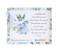 GOMAKERER Charm Bouquet Quelque Chose de Bleu Pendentif Rond en Acrylique de Fer à Cheval en Laiton pour Bouquet de Mariée Décoration Polyester Nœud Papillon Cadeaux de Mariée pour Le Jour du Mariage