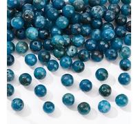 GOMAKERER Environ 94 pièces Perles D'Apatite Bleue, Perles de Pierres Précieuses Naturelles 8-8.5mm Rondes Boules Lisses Perles D'Espacement Amples pour la Fabrication de Bijoux à Faire Soi-Même