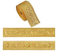 GOMAKERER Garniture de Ruban Jacquard Vintage de 10 mètre Ruban Tissé Doré 40mm Large pour Broderie Style Ethnique pour Rideaux Vêtements Décoration