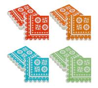 GOMAKERER Lot de 160 serviettes en papier mexicaines de 4 styles, serviettes de cocktail de fête pour Thanksgiving, Noël, décoration de table, fournitures de fête, 24,1 x 24,8 cm