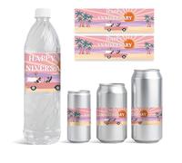 GOMAKERER Lot de 30 feuilles d'étiquettes « Happy Anniversary » pour bouteille d'eau, motif coucher de soleil, mariage, voiture, réservoir d'eau potable, autocollants personnalisés pour mariage, fête