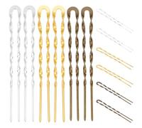 GOMAKERER Lot de 6 épingles à cheveux en métal en 3 couleurs - Twist French Twist - Kit vintage - Fourchettes à cheveux - Accessoires pour cheveux pour femme