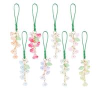GOMAKERER Lot de 8 breloques mignonnes pour téléphone, fleurs colorées, porte-clés à perles pour téléphone portable, Airpods, porte-clés, sac à dos, portefeuille, pendentifs décoratifs