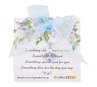 GOMAKERER un Cadeau Bleu pour la Future Mariée Bouquet D'Ange de Mariée Charm Blue Wedding Gift avec une Carte Cadeau de Maman Papa pour Sa Fille le Jour du Mariage