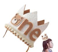 Gombado Couronne du premier anniversaire - Chapeau couronne d'ours pour tout-petits - Photo Booth Confortable Props Décoration de fête