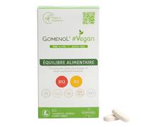 GOMENOL Vegan | B12 25 µg 1000% VNR et D3 végétale 25 µg | Fer et Zinc bisglycinates | Iode, Calcium | Énergie, Immunité, Os | 60 comprimés | Sans gluten | Vegan & Végétarien