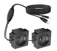 GOMETY 1 paire de mini haut-parleurs d'ordinateur pour ordinateur de bureau, entrée TRS 3,5 mm avec contrôle du volume, prise en charge USB, stéréo, design caché, petit haut-parleur pour PC,