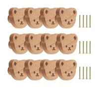 GOMETY 12 Pièces Boutons de Tiroir en Bois Forme d’Ours Poignées de Meubles en Bois Naturel pour Armoire Commode Tiroir Chambre d’Enfant Cuisine Poignées Décoratives Faciles à Installer