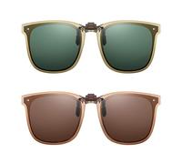 GOMETY 2 Paires de Clip-on Lunettes de Soleil Polarisées avec Boîte, Lunettes de Soleil Repliables à Superposer pour Porteurs de Lunettes, Lunettes de Soleil Clip sur Monture avec Protection UV400