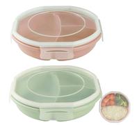 GOMETY 2 Pièces Assiettes Micro-ondes avec Couvercle, Boîte Repas Bento Compartimentée 3 Compartiments, Hermétique, Sans BPA, Vaisselle Micro-ondes pour Réchauffer, Congeler et Conserver