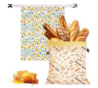GOMETY 2 Pièces Sacs À Pain Réutilisables En Cire D'Abeille, 43x33 Cm, Fermeture À Pression Double Face, Sac De Stockage Écologique Pour Pain Et Pâtisseries Maison