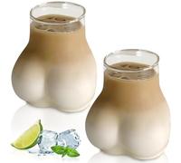 GOMETY: 2 Pièces Tasse en Forme de Fesses, Verre Borosilicate, Résistante À la Chaleur Et Au Froid, Parfaite Pour Le Café, Le Bar, La Maison (Transparent, 450 ml)