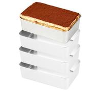 GOMETY 4 Pièces Plaque à Rôtir Inox 33x15x6,5cm, Plat à Four Rectangulaire, Plaque de Cuisson Profonde pour Gratin, Lasagne, Brownie, Poulet Rôti, Résistant à la Chaleur & Compatible Lave-Vaisselle