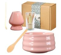 GOMETY 5 Pièces Service A Thé Matcha, Ensemble à Thé Matcha, Ensemble Balai Matcha avec Fouet Matcha, Kit De Cérémonie A Matcha, Bol à Matcha en Céramique pour la Maison, le Bureau et le Salon