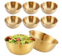 GOMETY 6 Pièces Bol Inox Doré, Bols Mélangeurs en Acier Inoxydable 0,7L Ø17cm, Saladiers Inox Empilables avec Graduation, Bol Cuisine Métal pour Salade, Collations, Céréales, Trempette, Snack