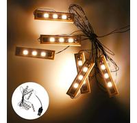 GOMETY 6 plafonniers LED blancs 1 x 4 pierres/blanc chaud dans une rangée, éclairage compatible quatre en un, kit d'éclairage alimenté par USB et connexions de terminal avec installation