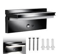 GOMETY Applique Solaire Extérieure, Applique Murale Solaire LED, Lampe Murale Extérieure Moderne, Projecteur Solaire avec Détecteur de Mouvement pour Jardin Balcon Clôture Terrasse Escaliers (Noir)