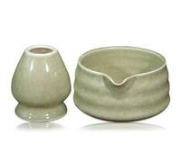 GOMETY bol à matcha japonais avec bec verseur, Chawan avec support fouet, bol traditionnel en céramique - Couleur