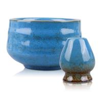 GOMETY Bol Traditionnel De Matcha: Ensemble De 2 Bols Chics En Céramique, Idéal Pour Les Cérémonies De Thé Élégantes Et L'Usage Quotidien, Parfait Pour Les Amateurs De Thé (Bleu, 560 ml)