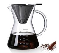 GOMETY Cafetière à Filtre manuel, Carafe en Verre Borosilicate de 800 ml avec Filtre Double Couche en Acier Inoxydable, Cafetière à Filtre avec Poignée, Cafetière en verre pour un café aromatique