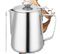 GOMETY Cafetière en Acier Inoxydable 600ml: Cruchon à Lait, Accessoires de Mousse à Lait avec Stylo Art Latte pour Cappuccino (600ml)