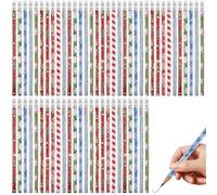 GOMETY Censen Lot de 60 crayons de Noël avec gomme - 12 styles - Bonhomme de neige - Chaussettes Père Noël - Sapin de Noël - Renne - Crayons de Noël pour enfants, étudiants, papeterie (classique)